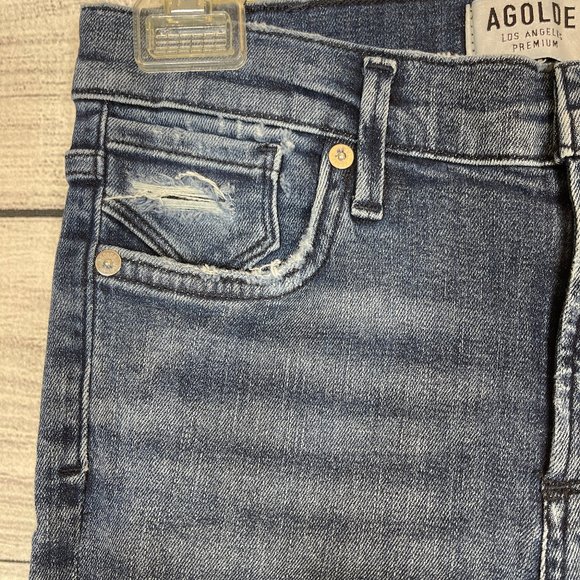 AGOLDE Sophie Crop Mid Wash Distressed Jeans Sz 26 - Picture 4 of 16